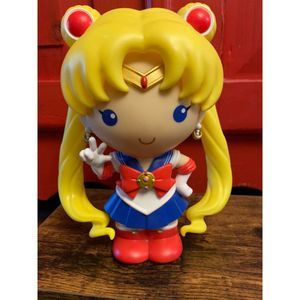 Sailor Moon Coin Bank Usagi Chibi PVC Figural Piggy Bank Anime 9 Inches EUC
